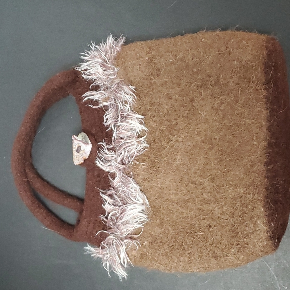 Felted Wool handbag with stone button